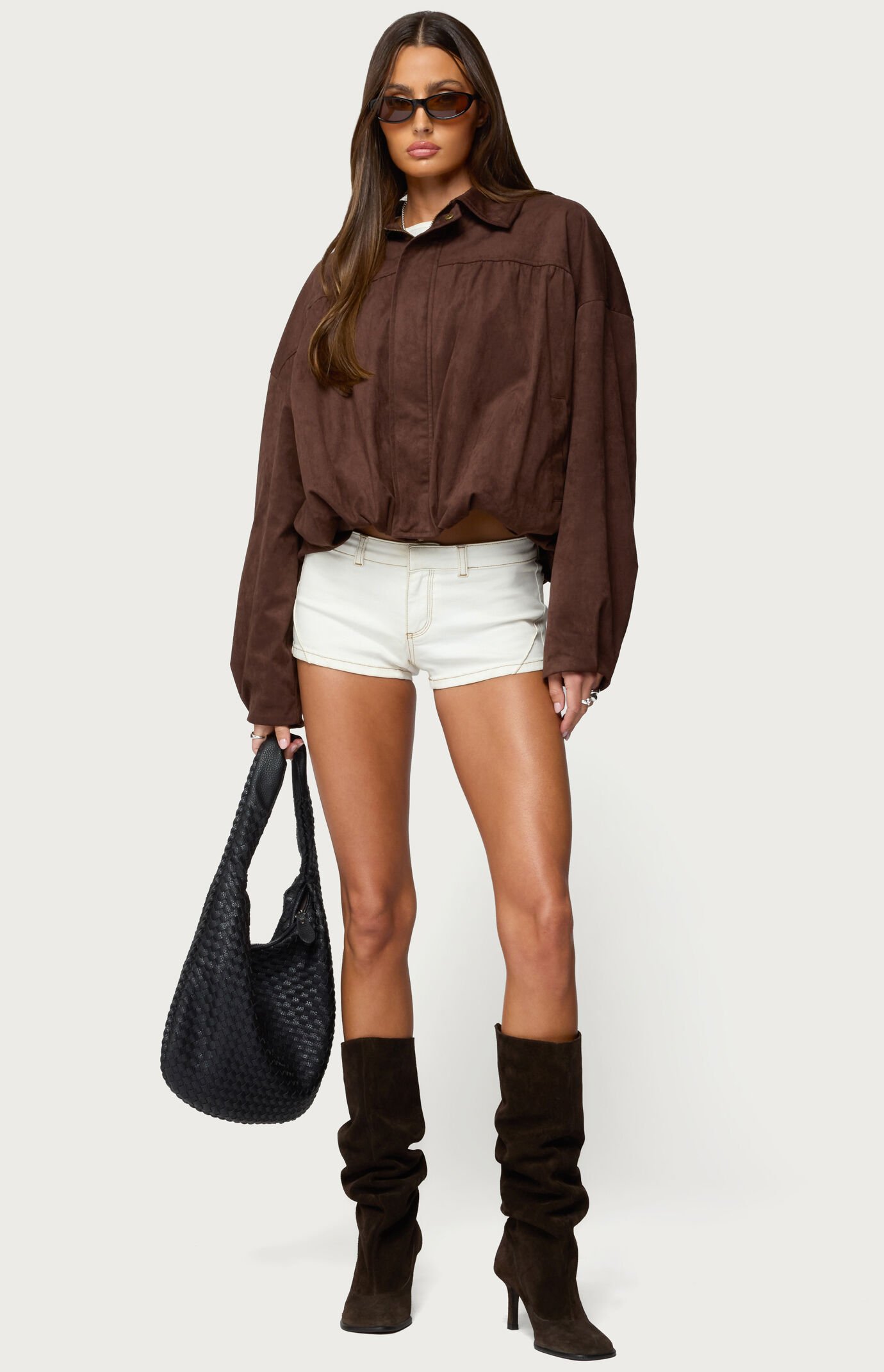 Edikted Alberta Faux Suede Bubble Jacket