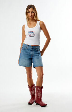 Medium Blue '94 Denim Baggy Shorts image number 5