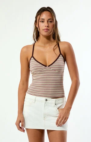 Elle Easy V-Neck Striped Tank Top image number 2
