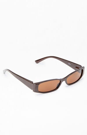 Brown Slim Plastic Square Sunglasses