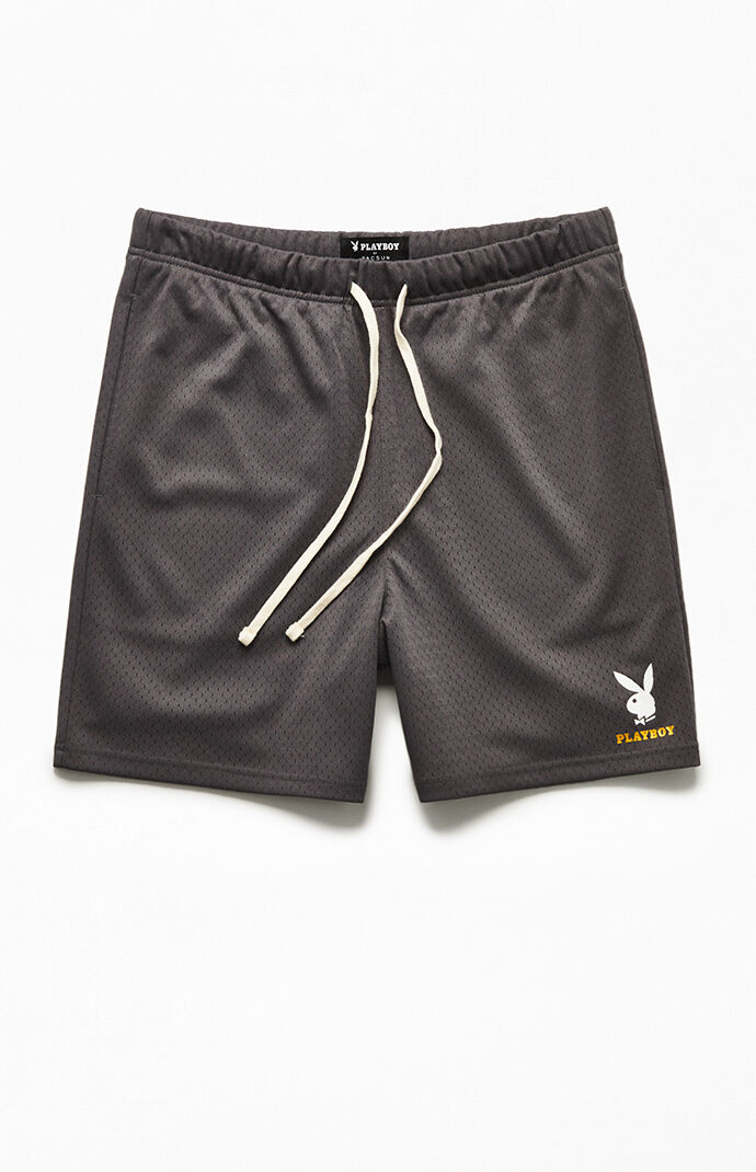 Playboy Gold Text Mesh Basketball Shorts PacSun
