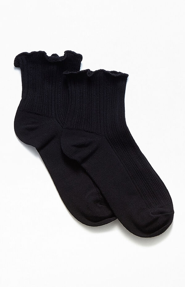 John Galt Black Ruffle Socks PacSun