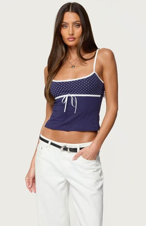 Rhoda Contrast Polka Dot Tank Top image number 1