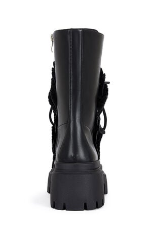 Women's Devoir Black 3D Flower Combat Boots image number 3