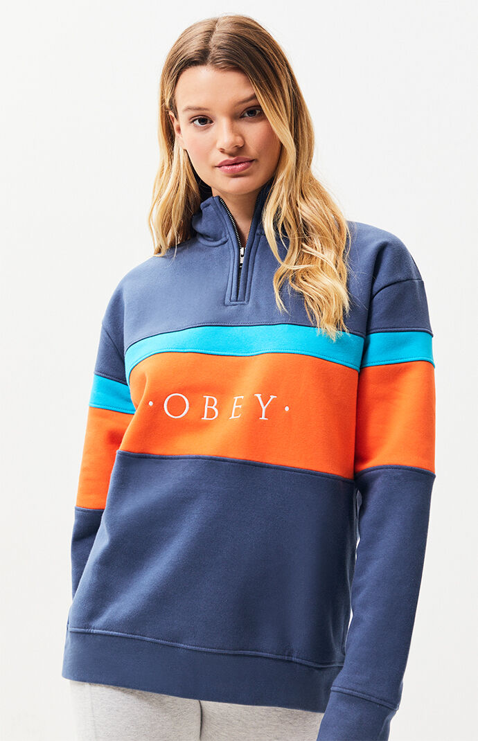 obey half zip hoodie