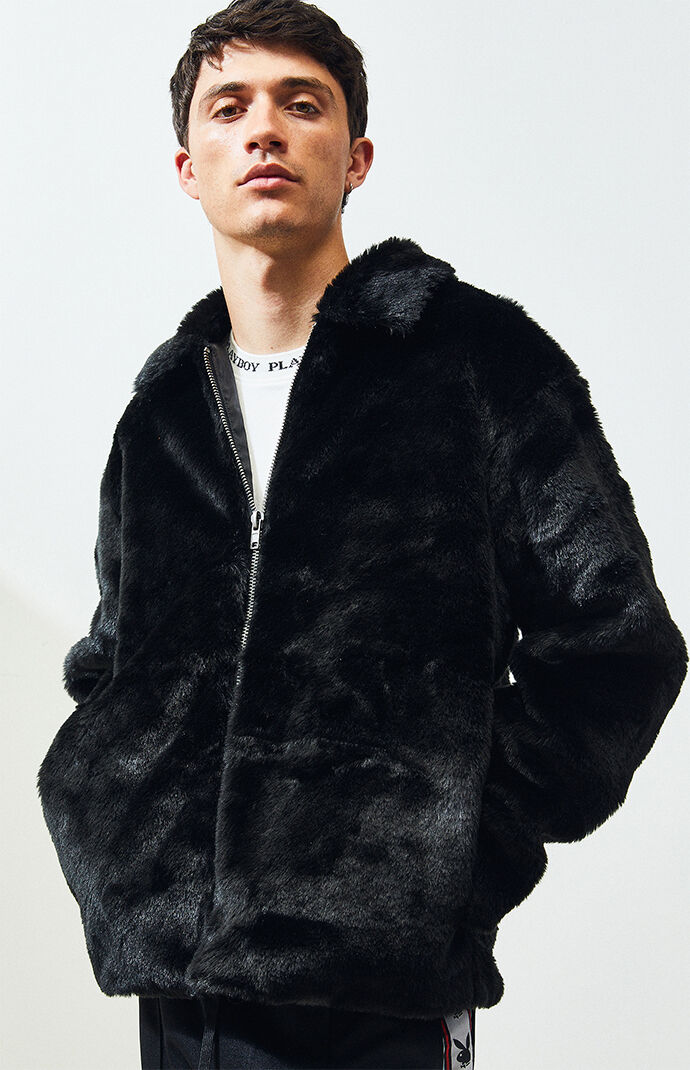 Pacsun x playboy faux fur coach jacket clearance