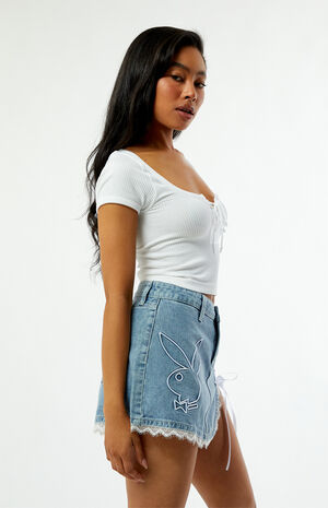 By PacSun Lace-Up Denim Mini Skirt image number 3