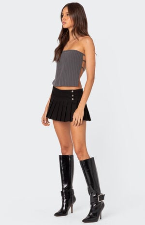 Pinstripe Open Back Strapless Top image number 1