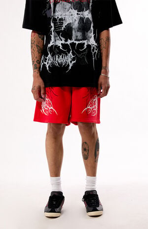 Red Thorn Of The Stem Sweat Shorts image number 2