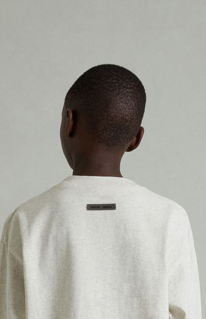 Fear of God ESSENTIALS Kids Heather Oatmeal Classic Long Sleeve T-Shirt