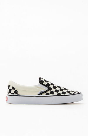 Vans Classic Checkerboard White & Black Slip-On Shoes | PacSun