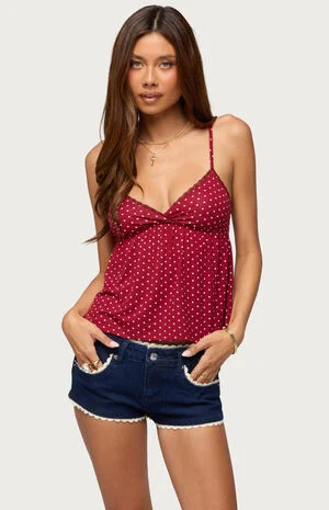 Belen Polka Dot Lacey Babydoll Top image number 1