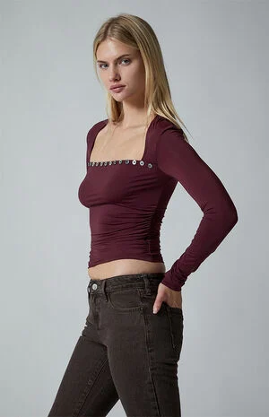 Natalia Shell Button Long Sleeve Top image number 3