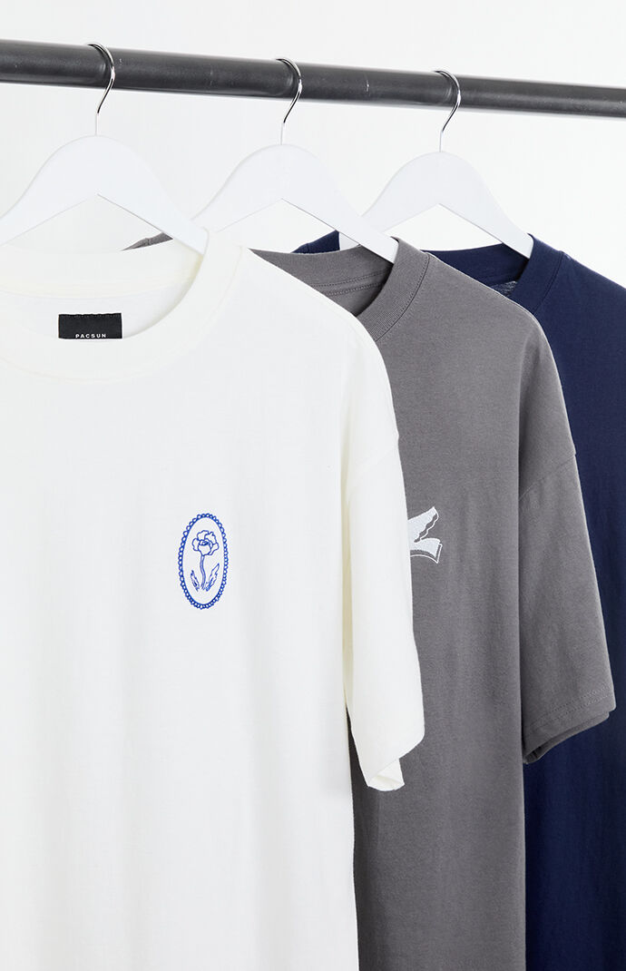 Pacsun 3 Pack Neutral Embroidered T-Shirts