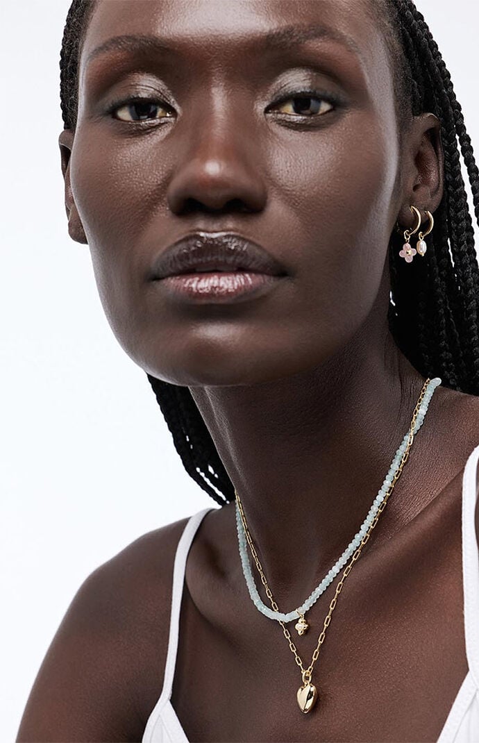 Ana Luisa Liora Rose Quartz Flower Hoop Earrings