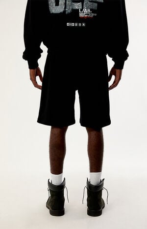 Diagonal Open Hem Jogger Sweat Shorts image number 4