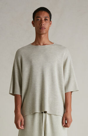 Heather Stone Merino Wool Short Sleeve Knit T-Shirt image number 2