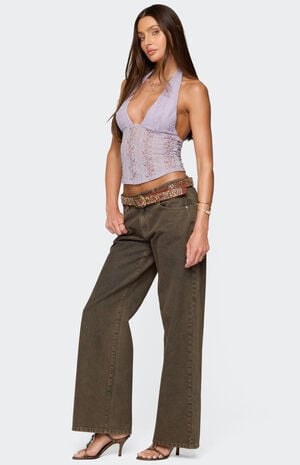 Naya Textured Sheer Lace Halter Top image number 4