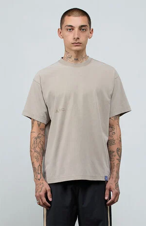 Tan Vintage Wash Heavyweight Oversized T-Shirt image number 2