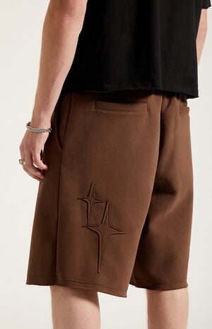 Distressed Star Applique Baggy Sweat Shorts image number 6