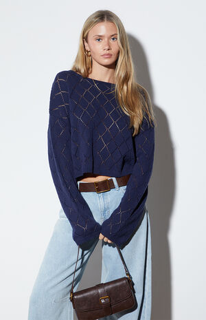 Isla Open Knit Cropped Sweater image number 1