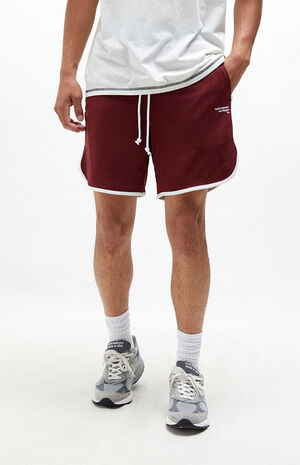Pacific Sunwear Burgundy Mesh Dolphin Shorts image number 2