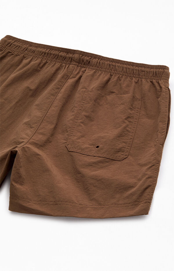 Pacsun Brown Collegiate 4.5'' Swim Trunks