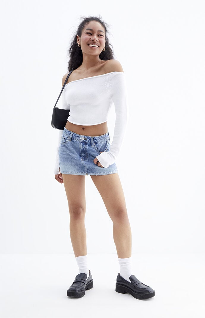 White jean skirt pacsun online