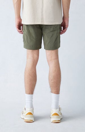 Olive Nylon Cargo Shorts image number 4