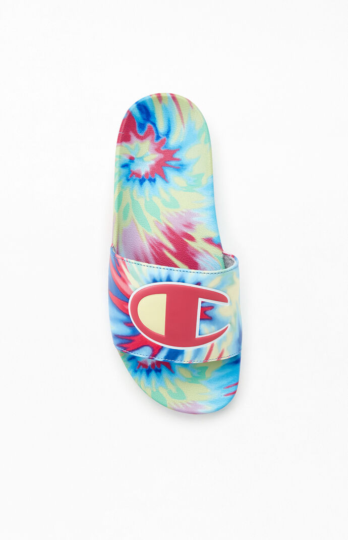Women's champion tie dye slide stores sales