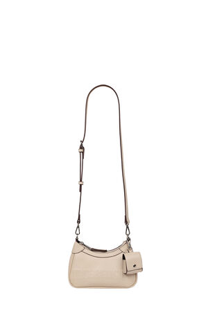Cream Trapunto Logo Zip Top Hobo Bag image number 10