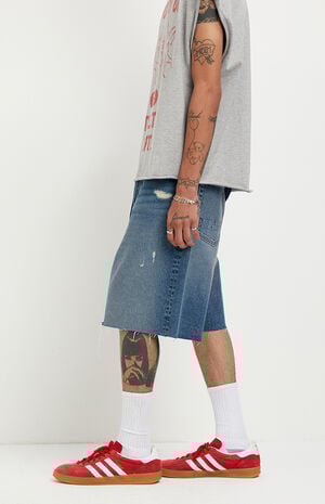 Parker Baggy Jean Shorts Ripped Medium Blue image number 3