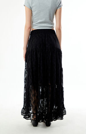 High-Low Lace Midi Skirt image number 4