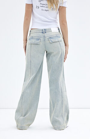 Casey Light Indigo Low Rise Baggy Cargo Jeans image number 4