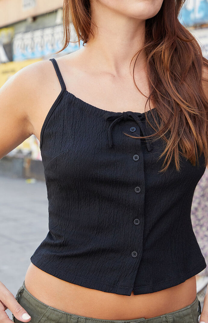 John Galt Black Split Hem Tank Top | PacSun