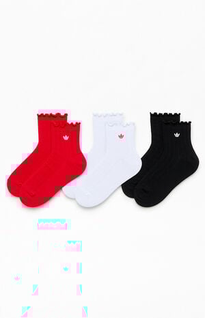 3 Pack Ruffle Quarter Length Socks image number 1