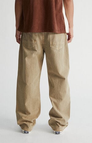 Recycled Tan Baggy Jeans image number 4