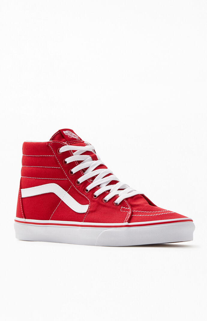 vans canvas sk8 hi red shoes