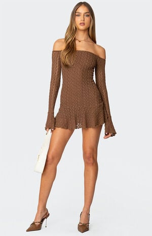 Mya Off Shoulder Textured Mini Dress image number 5