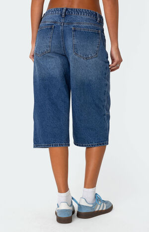 Xtra Long Low Rise Denim Bermuda Shorts image number 5
