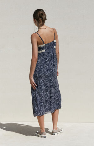 Floral Lace Trim Midi Dress image number 4