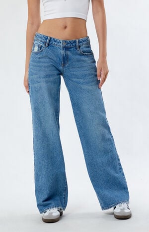 Eco Medium Indigo Low Rise Wide Leg Jeans image number 2