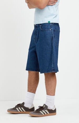 Parker Baggy Jean Shorts Striped Dark Blue image number 3
