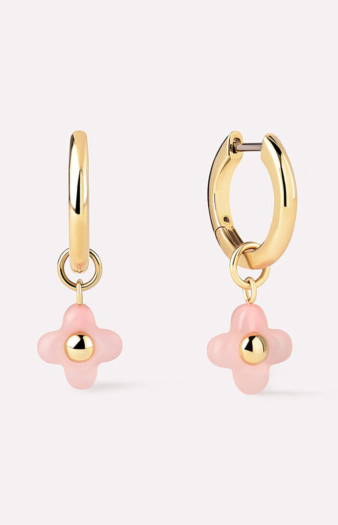 Ana Luisa Women's Liora Rose Quartz Flower Hoop Earrings in Gold