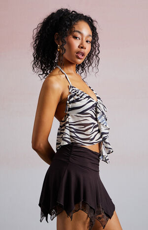 Lace Asymmetrical Mini Skort image number 4