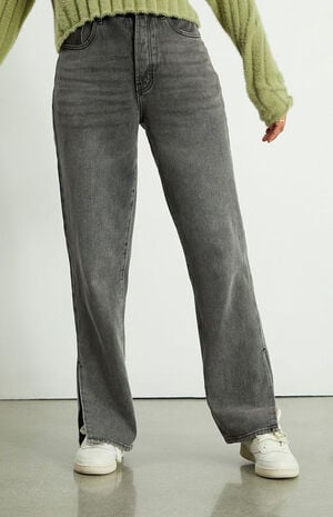 Gray Slit Dad Jeans image number 3