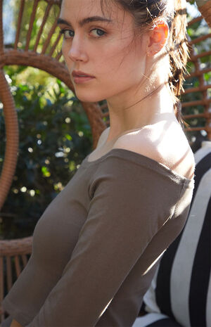 Brown Mayson Off-The-Shoulder Top image number 2