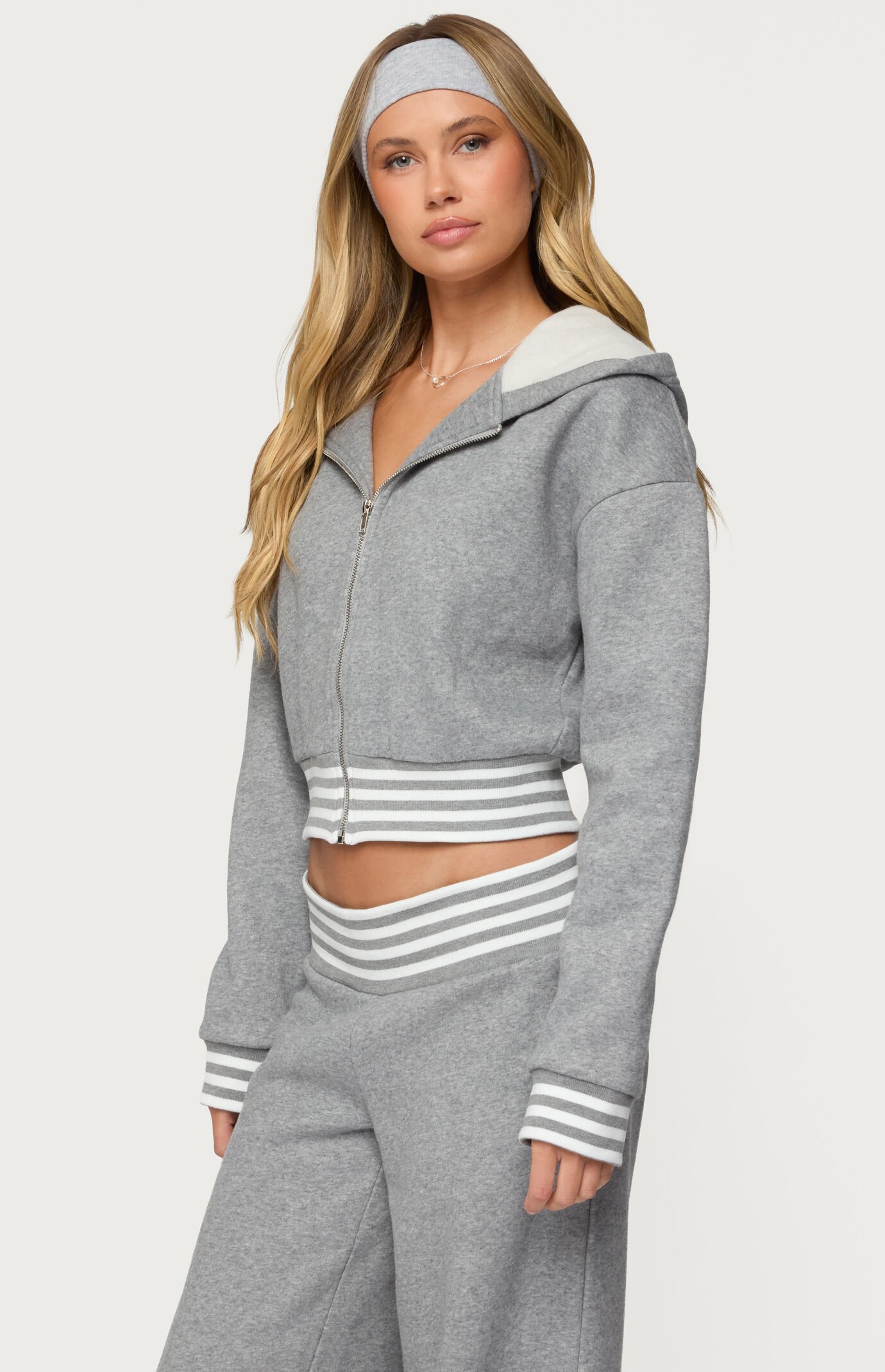 Edikted Eloura Stripey Zip Up Hoodie