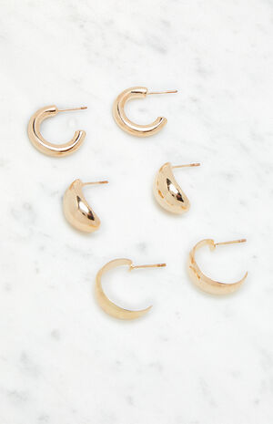 3 Pack Wide Hoop Earrings image number 2