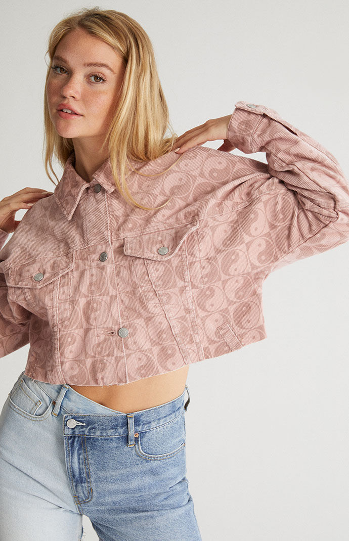 PacSun Yin Yang Mauve Cropped Trucker Jacket PacSun